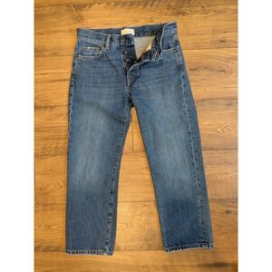 The Row Straight Leg Cropped Denim Jeans Blue Button Fly 28x24